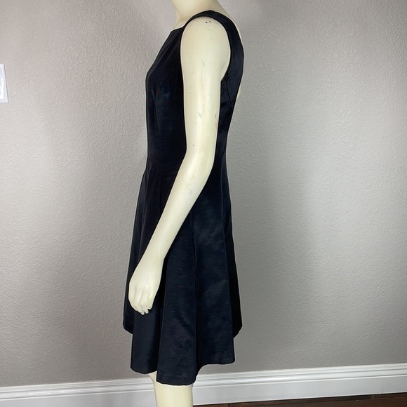 Reiss Alessia Black Satin Pleated Fit Flare Square Neck Sleeveless Mini Dress 4 - Picture 4 of 13